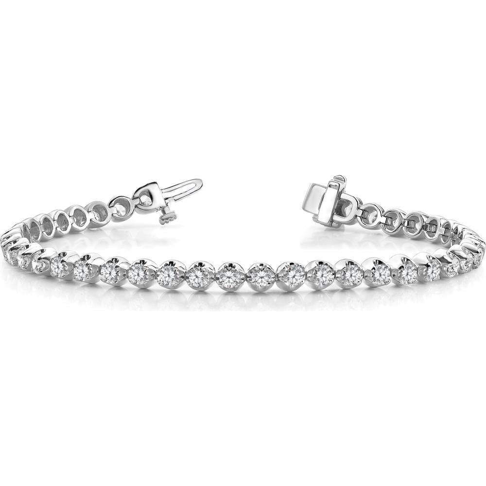 14K White Gold 7" Tennis Bracelet Mounting for 3.8 Carat Total Round Diamonds - 4-Prong Setting by Monteluci Fine Jewelry