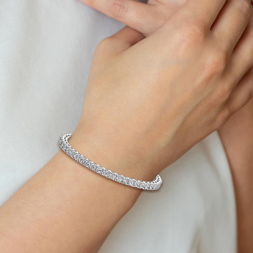 14K White Gold 7" Tennis Bracelet Mounting with 4-Prong Round Diamond Settings - Holds Approx. 7.5 Carat Total Diamond Weight by Monteluci Fine Jewelry