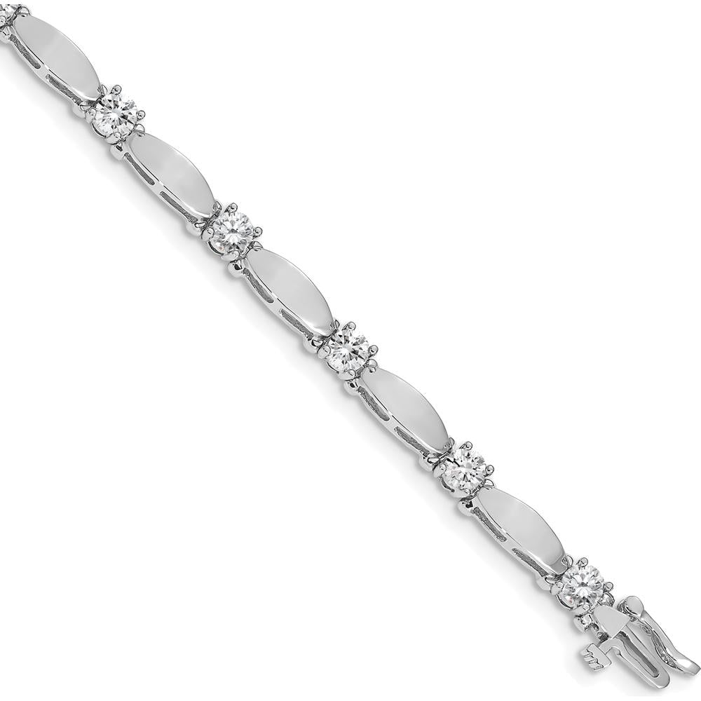 14K White Gold 7" Tennis Bracelet with 2.75 Carats of Round Diamonds in Prong Settings by Monteluci Fine Jewelry