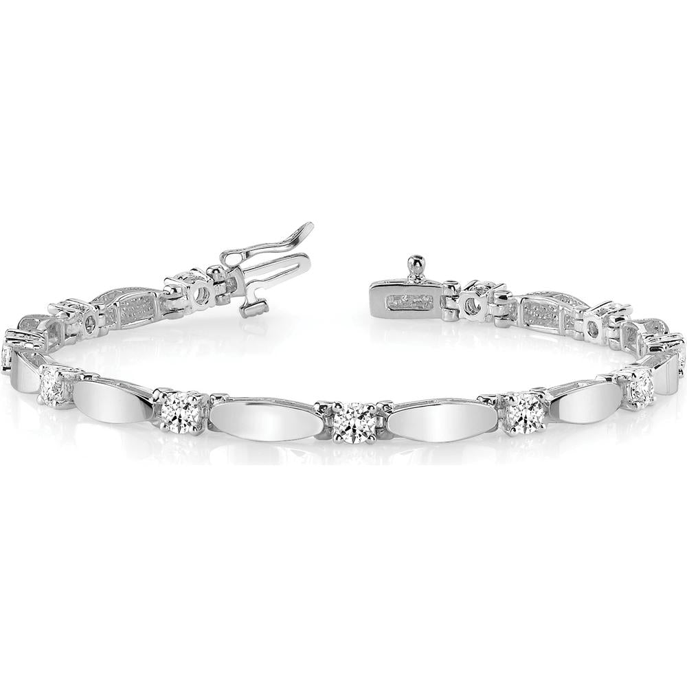 14K White Gold 7" Tennis Bracelet with 2.75 Carats of Round Diamonds in Prong Settings by Monteluci Fine Jewelry