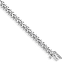 14K White Gold 7" Tennis Bracelet with 2-Carat Round Diamonds in Two-Prong Setting by Oro Pregiato