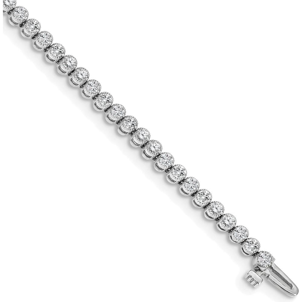 14K White Gold 7" Tennis Bracelet with 2-Prong Set Round Diamonds - 2.13 Carat Total Diamond Weight by Monteluci Fine Jewelry