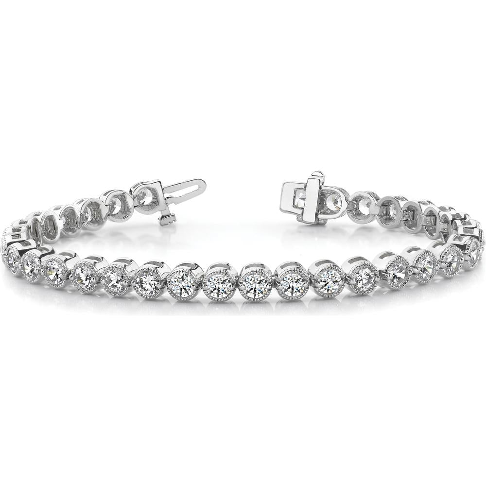 14K White Gold 7" Tennis Bracelet with 2-Prong Set Round Diamonds - 2.13 Carat Total Diamond Weight by Monteluci Fine Jewelry