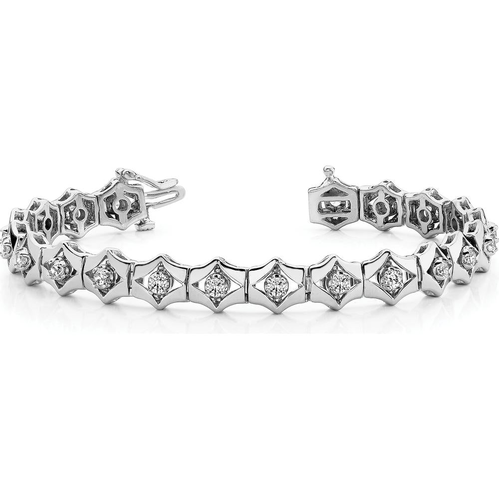 14K White Gold 7" Tennis Bracelet with 21 Side Stone Mountings for Add-a-Diamond - 2.75mm Each by Monteluci Fine Jewelry