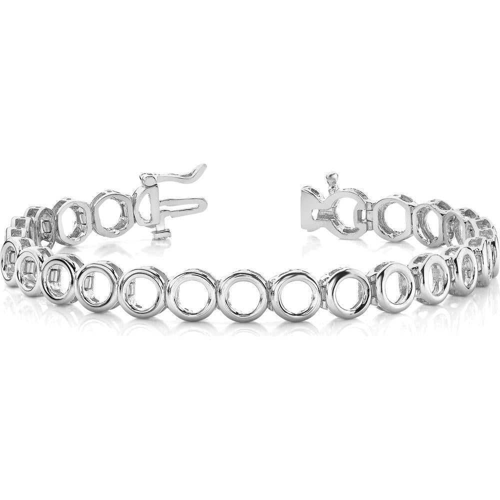 14K White Gold 7" Tennis Bracelet with 22 Prong Set Circle Mountings for 3.25mm Stones - Mounting Only by Monteluci Fine Jewelry