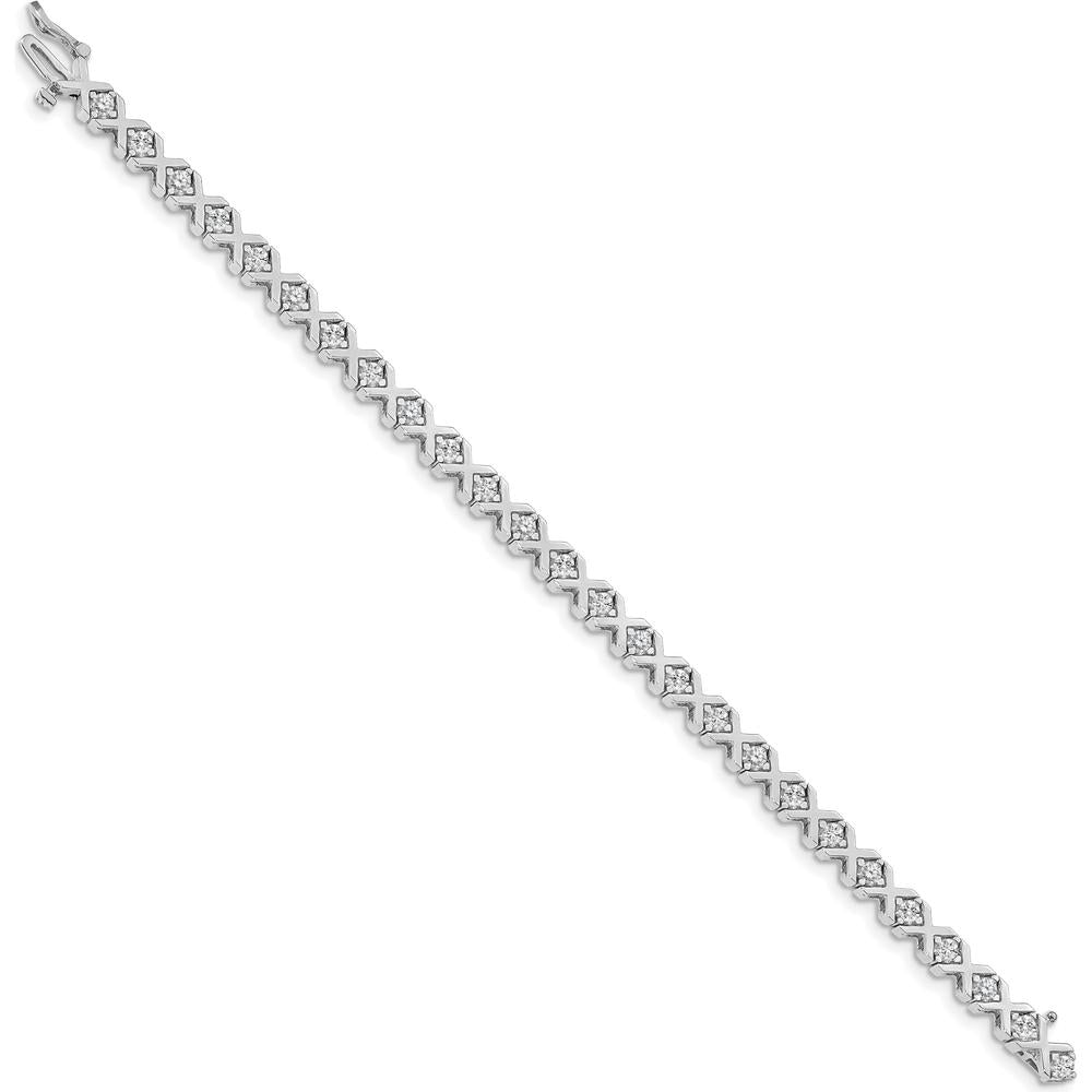 14K White Gold 7" Tennis Bracelet with 26 Round Diamonds - 2.4 Carat Total Diamond Weight by Monteluci Fine Jewelry