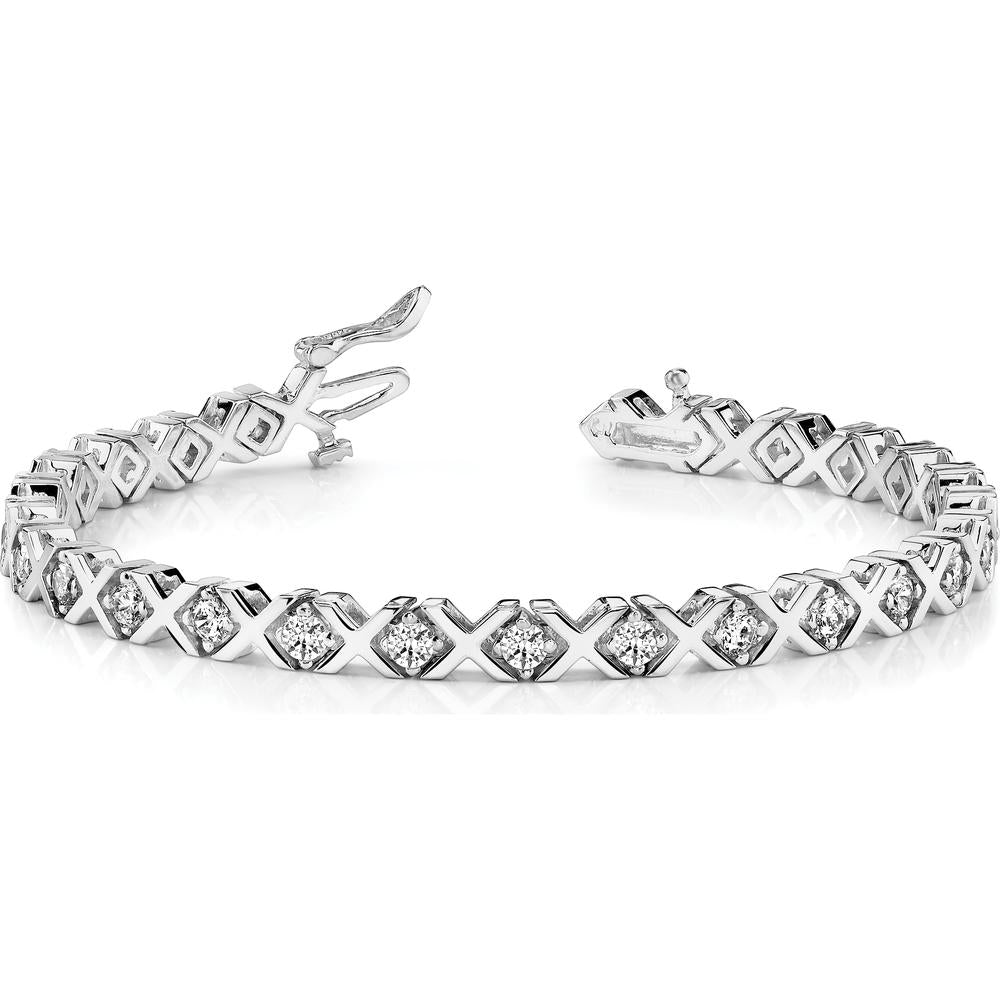 14K White Gold 7" Tennis Bracelet with 26 Round Diamonds - 2.4 Carat Total Diamond Weight by Monteluci Fine Jewelry