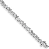 14K White Gold 7" Tennis Bracelet with 28 Round Diamonds in Prong Setting - 1.45 Carat Total Diamond Weight by Monteluci Fine Jewelry