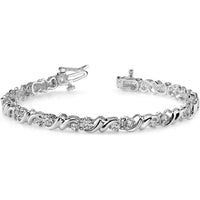 14K White Gold 7" Tennis Bracelet with 28 Round Diamonds in Prong Setting - 1.45 Carat Total Diamond Weight by Monteluci Fine Jewelry