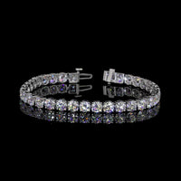 14K White Gold 7" Tennis Bracelet with 34 Brilliant Cut Round Lab Diamonds - 13.06 Carat Total Weight E-F Color VS1 Clarity - Covaloro Fine Jewelry