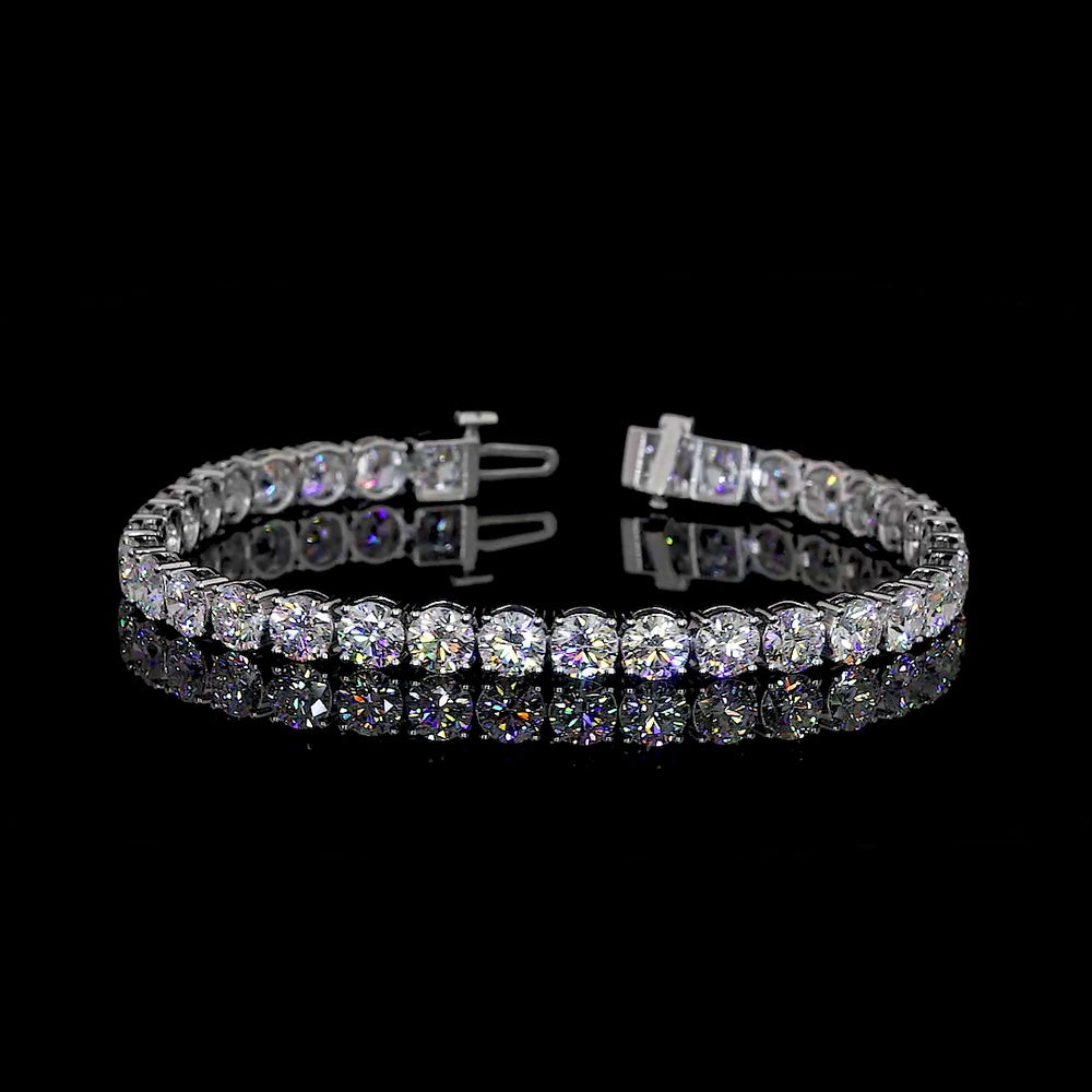 14K White Gold 7" Tennis Bracelet with 34 Brilliant Cut Round Lab Diamonds - 13.06 Carat Total Weight E-F Color VS1 Clarity - Covaloro Fine Jewelry