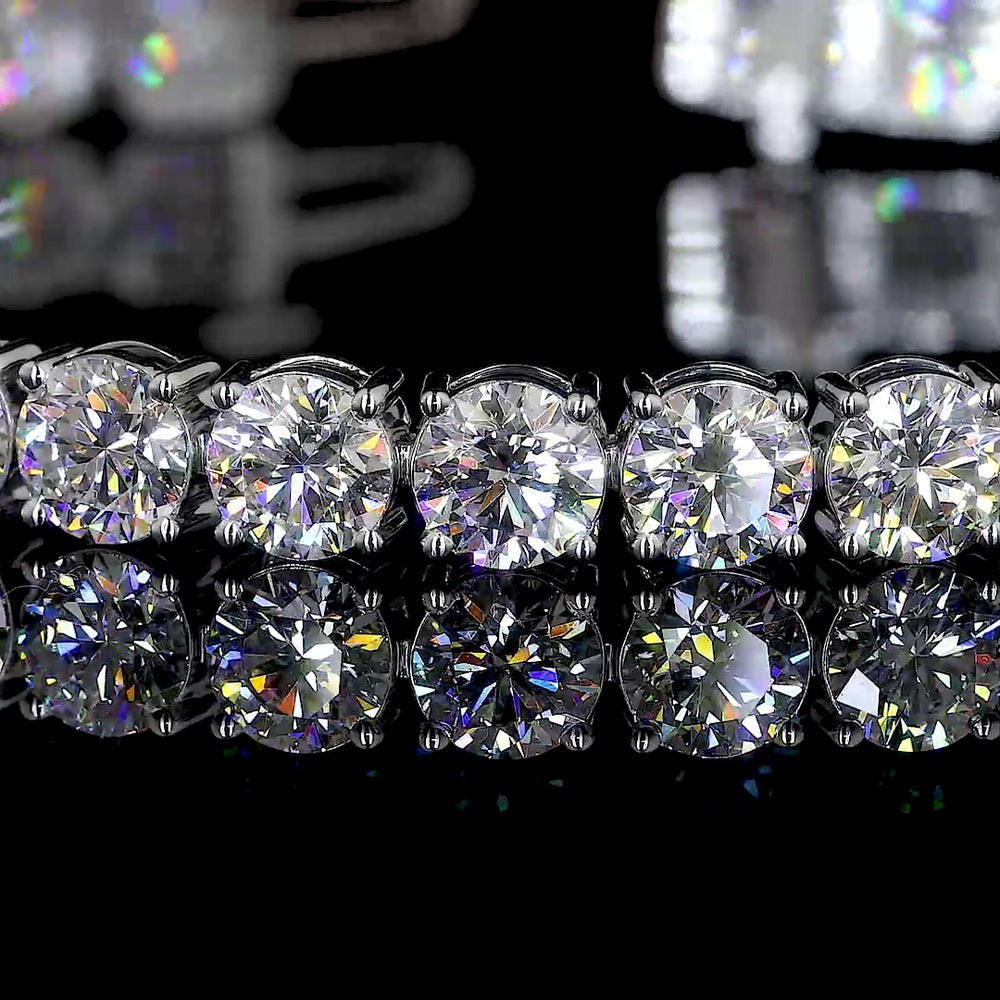 14K White Gold 7" Tennis Bracelet with 34 Brilliant Cut Round Lab Diamonds - 13.06 Carat Total Weight E-F Color VS1 Clarity - Covaloro Fine Jewelry
