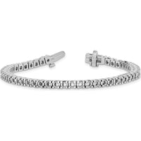 14K White Gold 7" Tennis Bracelet with 4.1 Carat Total Round Diamond Prong Setting - 52 Stones by Monteluci Fine Jewelry