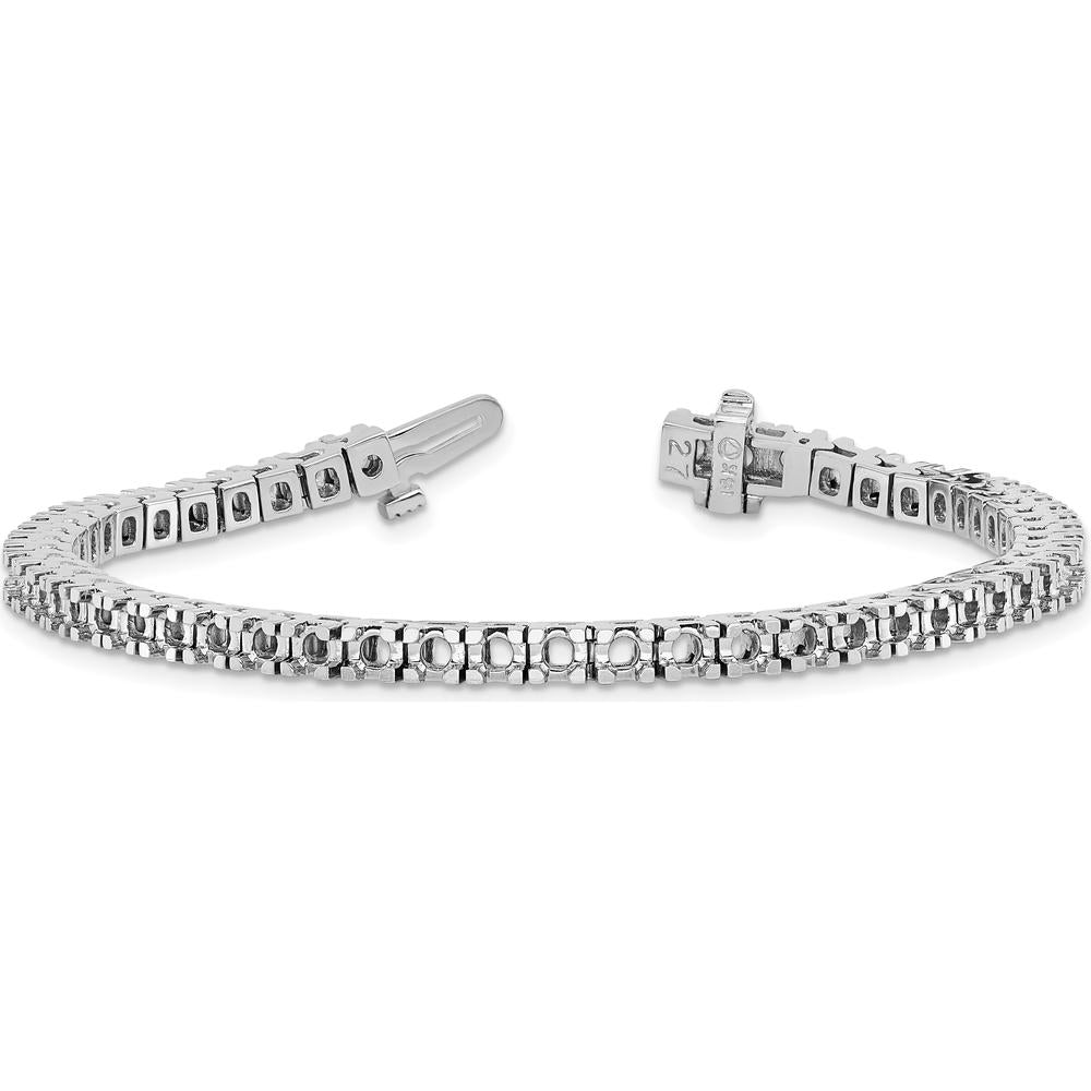 14K White Gold 7" Tennis Bracelet with 4.1 Carat Total Round Diamond Prong Setting - 52 Stones by Monteluci Fine Jewelry