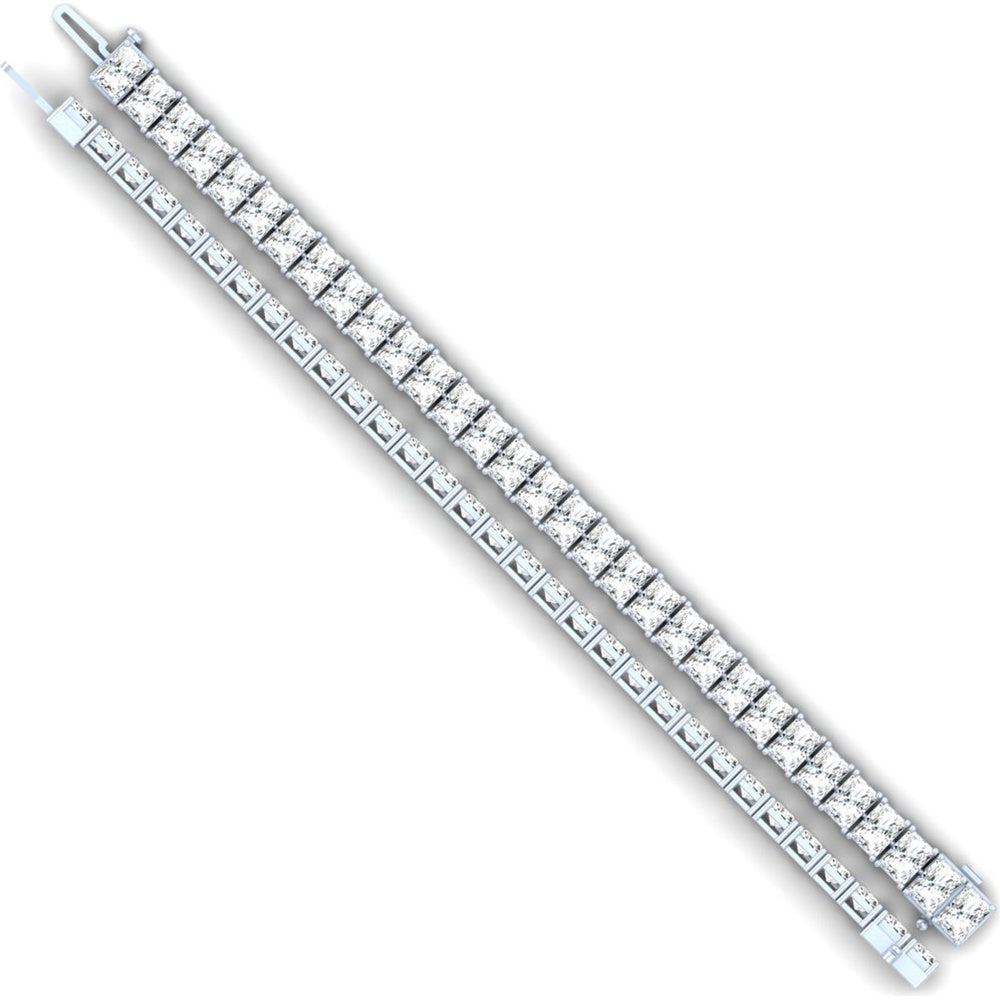 14K White Gold 7" Tennis Bracelet with 43 Prong-Set Radiant Cut Lab Diamonds - 14.03 Carats Total Diamond Weight - Covaloro Fine Jewelry