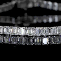 14K White Gold 7" Tennis Bracelet with 47 Prong-Set Emerald Cut Lab Diamonds - 5.47 Carat Total Weight, E-F Color VS2 Clarity - Covaloro Fine Jewelry