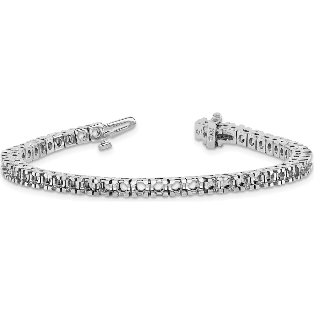 14K White Gold 7" Tennis Bracelet with 50 Round Stone Settings in 4-Prong Mountings by Monteluci Fine Jewelry