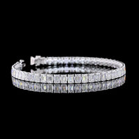 14K White Gold 7" Tennis Bracelet with 51 Prong Set Emerald Cut Lab Diamonds - 13.58 Carat Total Weight - Covaloro Fine Jewelry