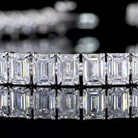 14K White Gold 7" Tennis Bracelet with 51 Prong Set Emerald Cut Lab Diamonds - 13.58 Carat Total Weight - Covaloro Fine Jewelry