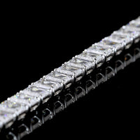 14K White Gold 7" Tennis Bracelet with 51 Prong Set Emerald Cut Lab Diamonds - 13.58 Carat Total Weight - Covaloro Fine Jewelry