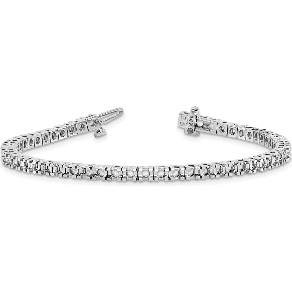 14K White Gold 7" Tennis Bracelet with 55 Round Diamonds - 2.64 Carat Total Diamond Weight by Monteluci Fine Jewelry