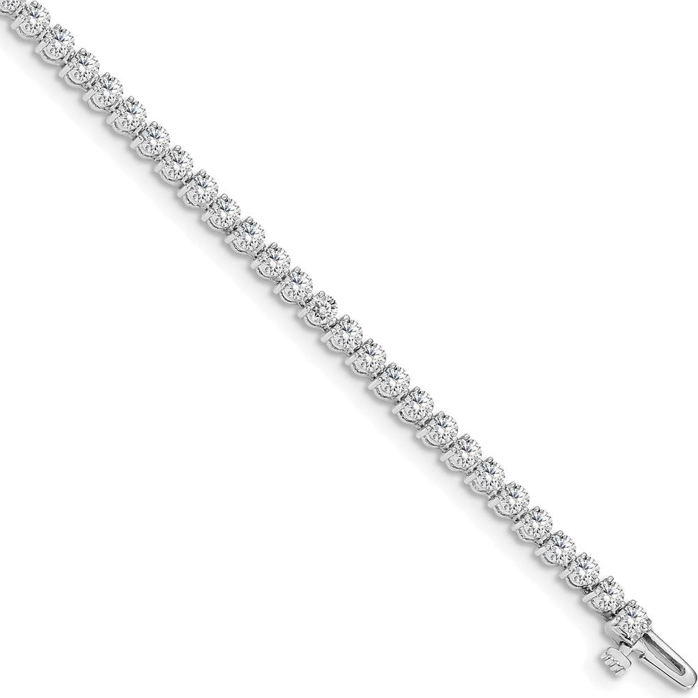 14K White Gold 7" Tennis Bracelet with 59 Round Diamonds - 2.4 Carat Total Diamond Weight by Monteluci Fine Jewelry