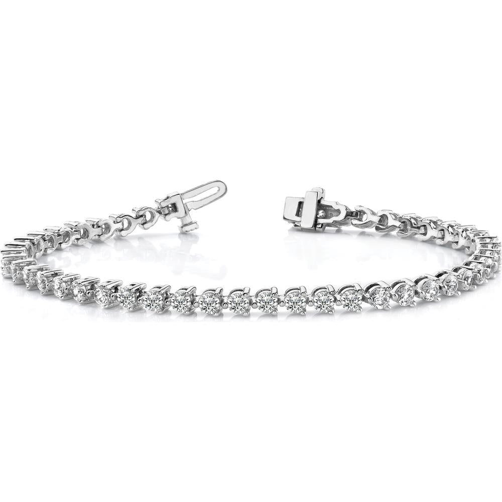 14K White Gold 7" Tennis Bracelet with 59 Round Diamonds - 2.4 Carat Total Diamond Weight by Monteluci Fine Jewelry