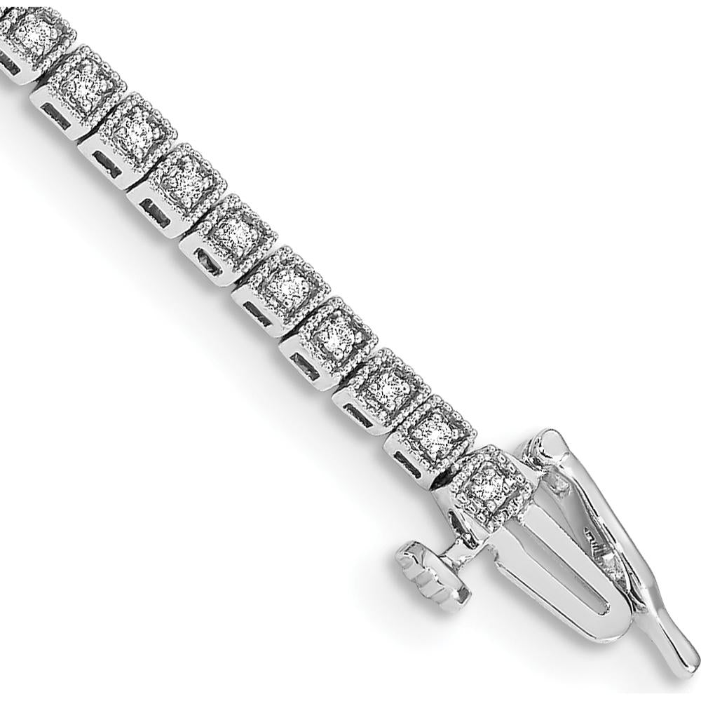 14K White Gold 7" Tennis Bracelet with 60 Round Diamonds - 1/2 Carat Total Diamond Weight by Monteluci Fine Jewelry