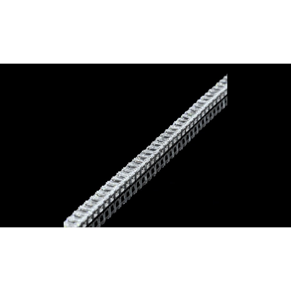 14K White Gold 7" Tennis Bracelet with 75 Emerald Cut Lab Diamonds - 5.12 Carats Total Diamond Weight, E-F Color VS1 Clarity - Covaloro Fine Jewelry