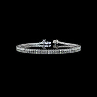 14K White Gold 7" Tennis Bracelet with 87 Round Cut and 1 Heart Shape Natural Diamonds - 2.12 Carat Total Diamond Weight, E-F Color VS+ Clarity - Covaloro Fine Jewelry