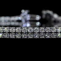 14K White Gold 7" Tennis Bracelet with 87 Round Cut and 1 Heart Shape Natural Diamonds - 2.12 Carat Total Diamond Weight, E-F Color VS+ Clarity - Covaloro Fine Jewelry