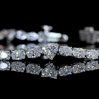 14K White Gold 7" Tennis Bracelet with Alternating Oval and Heart Shape Lab Diamonds - 4.84 Carat Total Diamond Weight, E-F Color VS Clarity - Covaloro Fine Jewelry