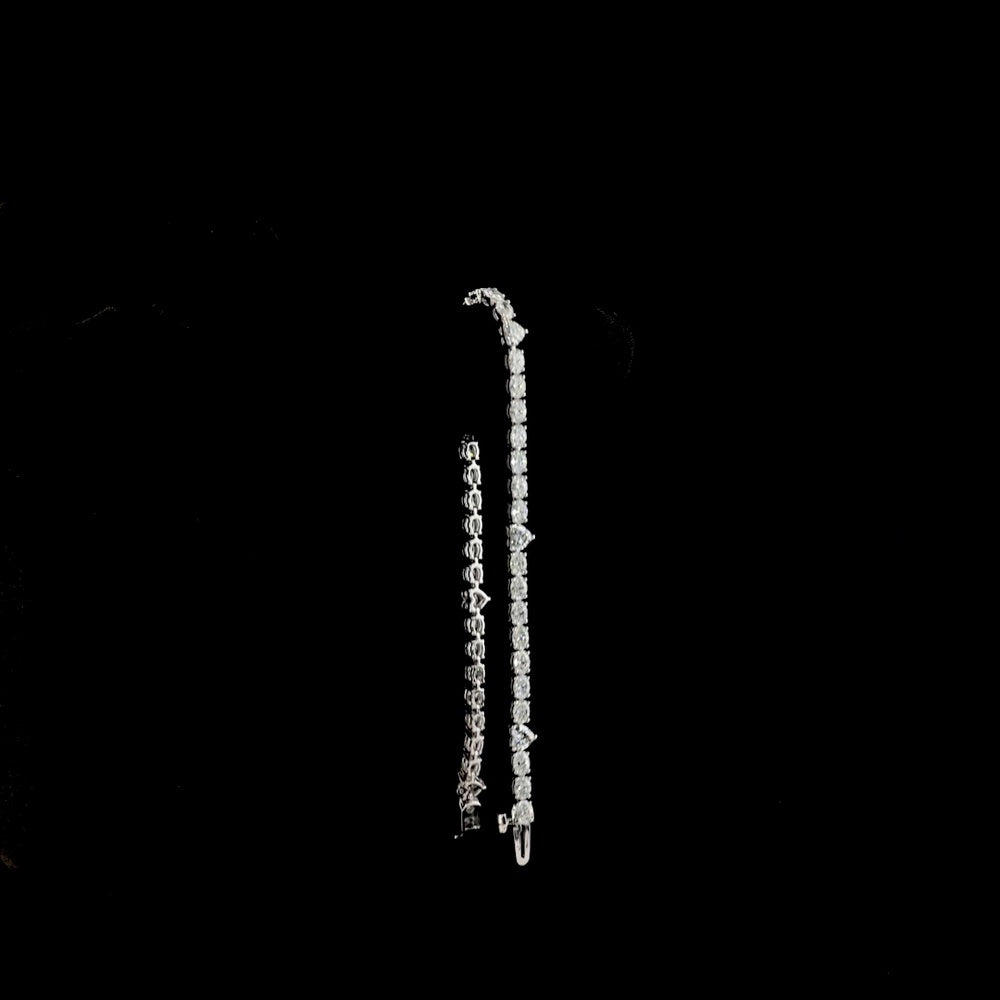 14K White Gold 7" Tennis Bracelet with Alternating Oval and Heart Shape Lab Diamonds - 4.84 Carat Total Diamond Weight, E-F Color VS Clarity - Covaloro Fine Jewelry