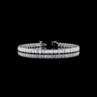 14K White Gold 7" Tennis Bracelet with Bezel Set Emerald Cut Lab Diamonds - 5.13 Carats Total Diamond Weight - Covaloro Fine Jewelry