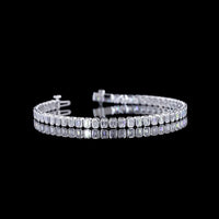 14K White Gold 7" Tennis Bracelet with Bezel Set Emerald Cut Lab Diamonds - 5.77 Carat Total Diamond Weight - Covaloro Fine Jewelry