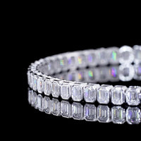 14K White Gold 7" Tennis Bracelet with Bezel Set Emerald Cut Lab Diamonds - 5.77 Carat Total Diamond Weight - Covaloro Fine Jewelry