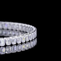 14K White Gold 7" Tennis Bracelet with Bezel Set Emerald Cut Lab Diamonds - 5.77 Carat Total Diamond Weight - Covaloro Fine Jewelry