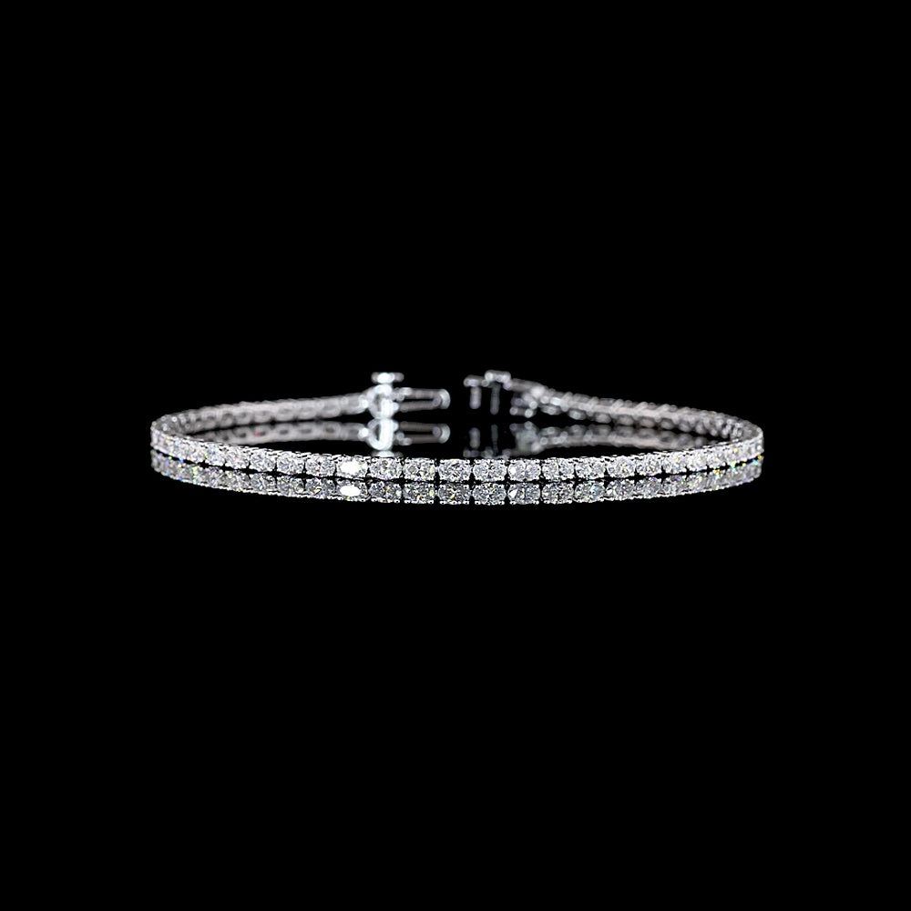 14K White Gold 7" Tennis Bracelet with East-West Oval Lab Diamonds - 2.94 Carat Total Weight, E-F Color VS Clarity - Covaloro Fine Jewelry