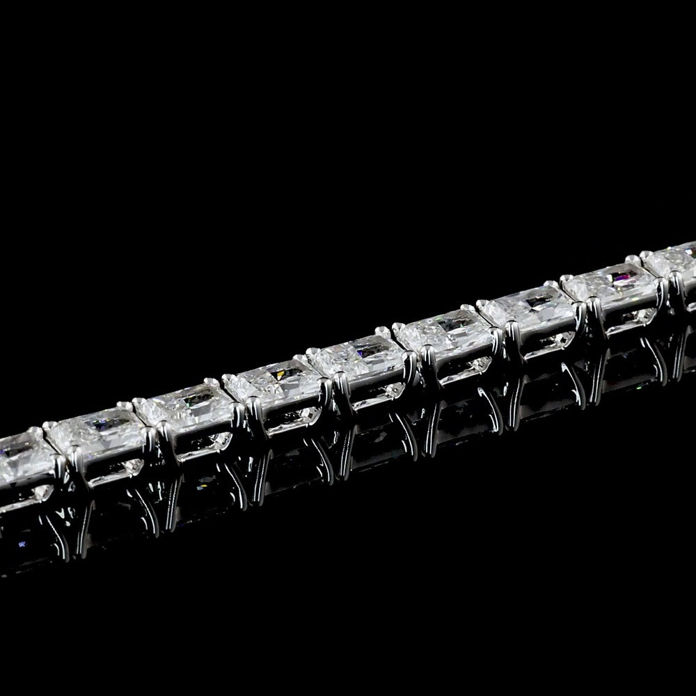 14K White Gold 7" Tennis Bracelet with East-West Prong Set Radiant Cut Lab Diamonds - 8.04 Carats Total Diamond Weight - Covaloro Fine Jewelry