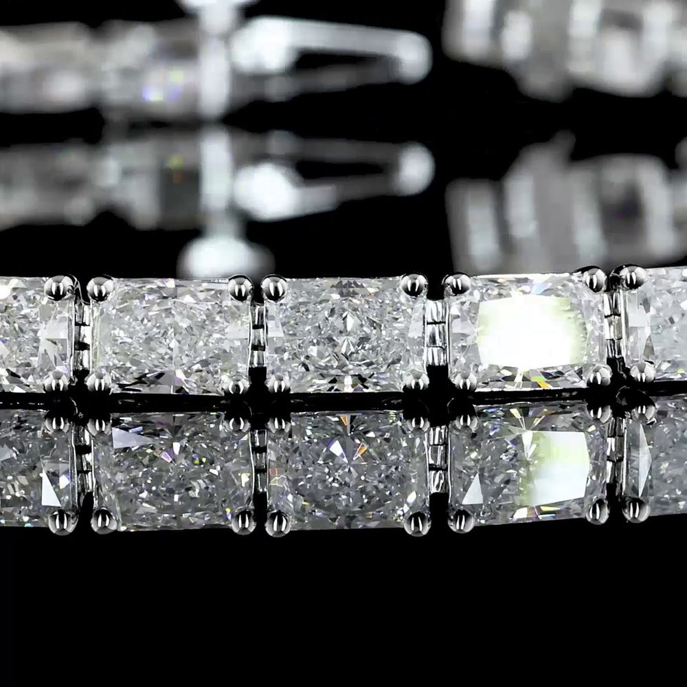 14K White Gold 7" Tennis Bracelet with East-West Prong Set Radiant Cut Lab Diamonds - 8.04 Carats Total Diamond Weight - Covaloro Fine Jewelry