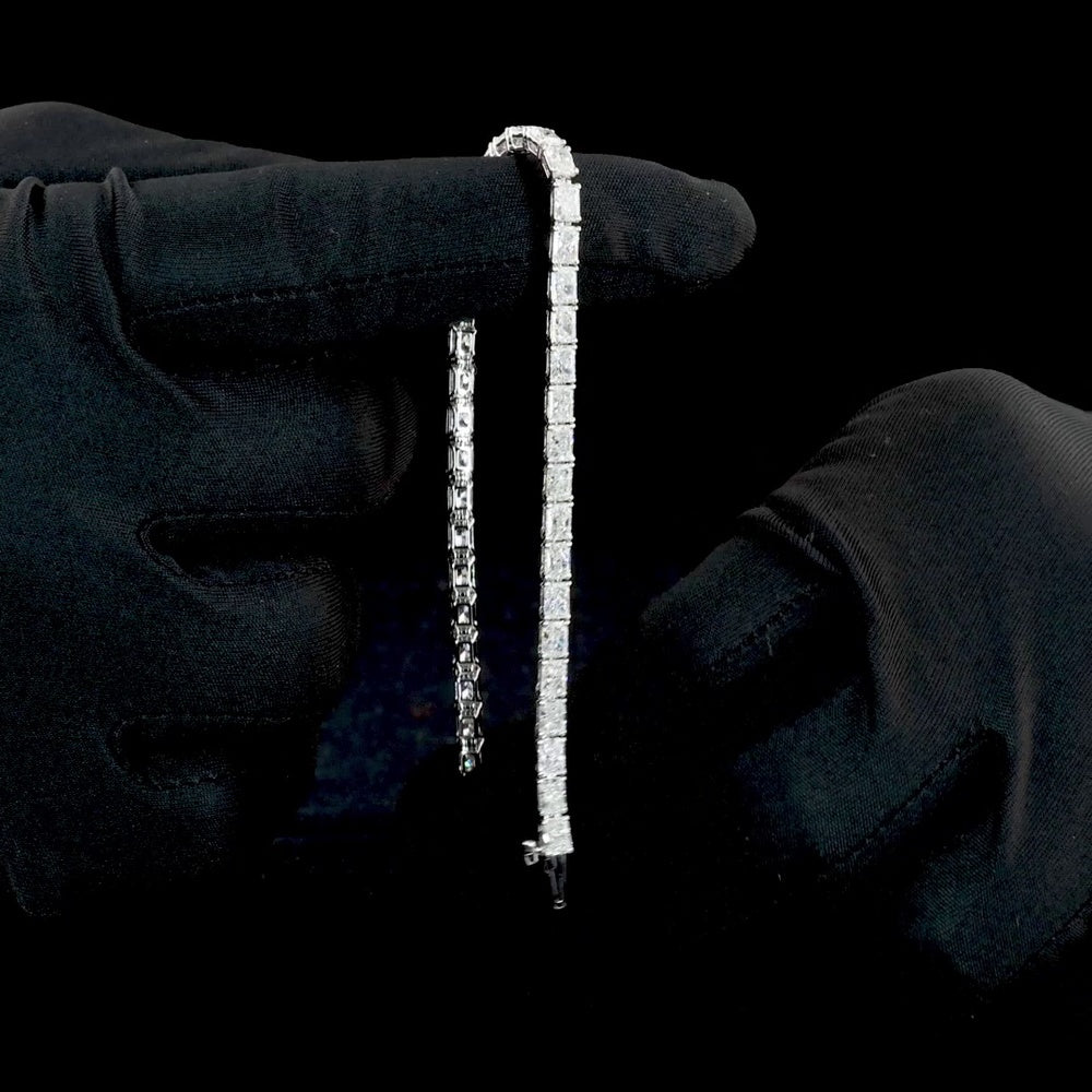 14K White Gold 7" Tennis Bracelet with East-West Prong Set Radiant Cut Lab Diamonds - 8.04 Carats Total Diamond Weight - Covaloro Fine Jewelry