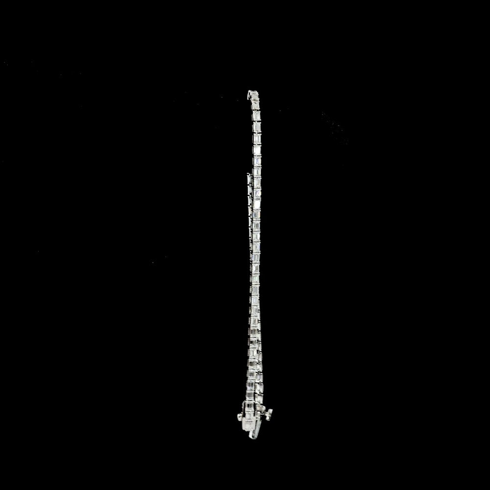 14K White Gold 7" Tennis Bracelet with East-West Set Emerald Cut Lab Diamonds - 2.98 Carats Total Diamond Weight - Covaloro Fine Jewelry