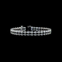 14K White Gold 7" Tennis Bracelet with East-West Set Pear Shape Lab Diamonds - 4.31 Carat Total Weight, E-F Color, VS1 Clarity - Covaloro Fine Jewelry