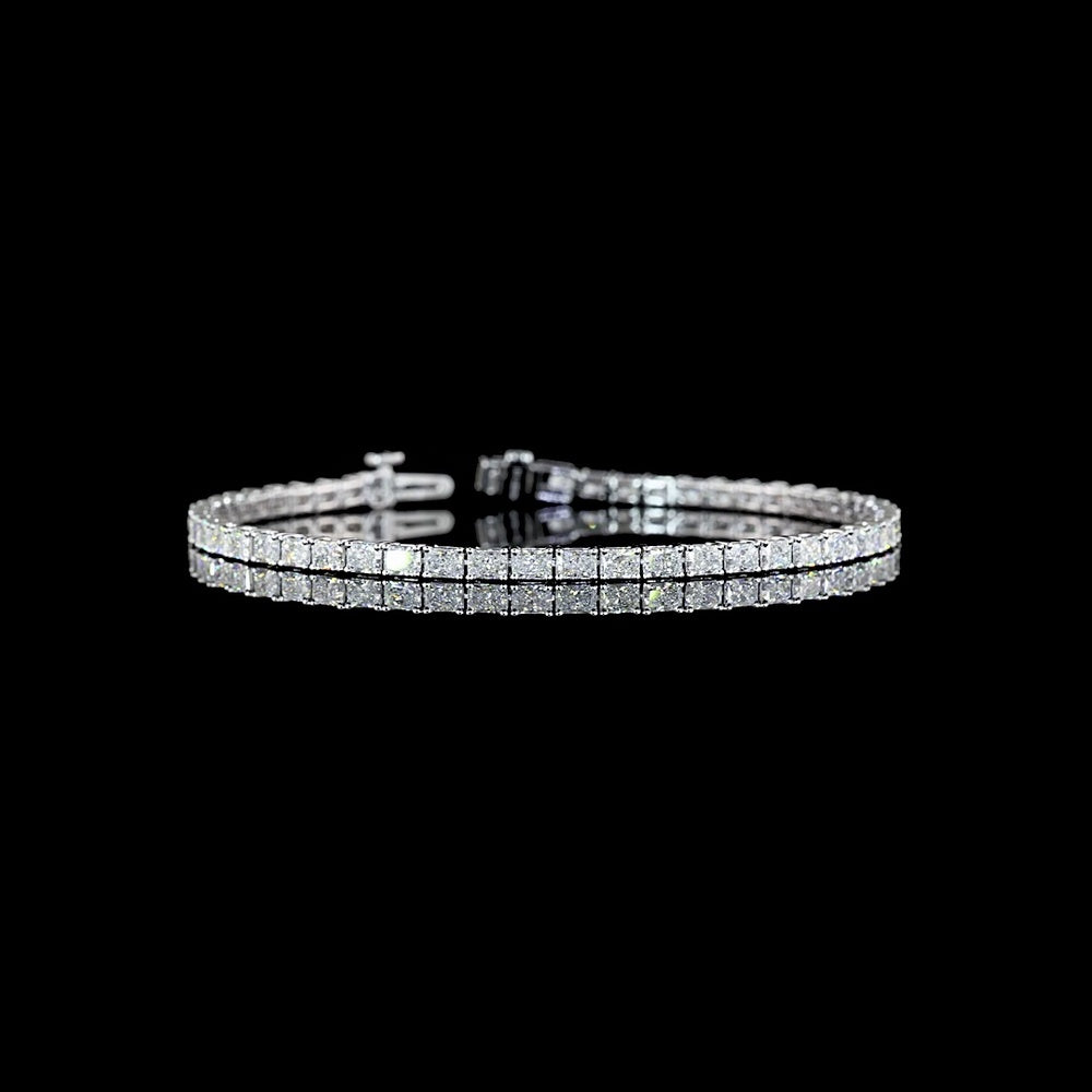 14K White Gold 7" Tennis Bracelet with East-West Set Radiant Cut Lab Diamonds - 4.88 Carats Total Diamond Weight - Covaloro Fine Jewelry