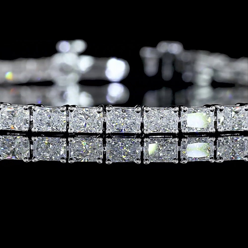 14K White Gold 7" Tennis Bracelet with East-West Set Radiant Cut Lab Diamonds - 4.88 Carats Total Diamond Weight - Covaloro Fine Jewelry