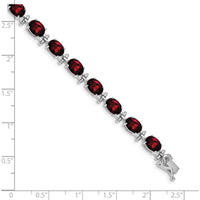14K White Gold 7" Tennis Bracelet with Oval Garnets - 1 Carats Total Garnet Weight by Oro Pregiato