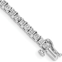 14K White Gold 7" Tennis Bracelet with Round and Baguette Diamonds - 1.00 Carats Total Diamond Weight by Monteluci Fine Jewelry