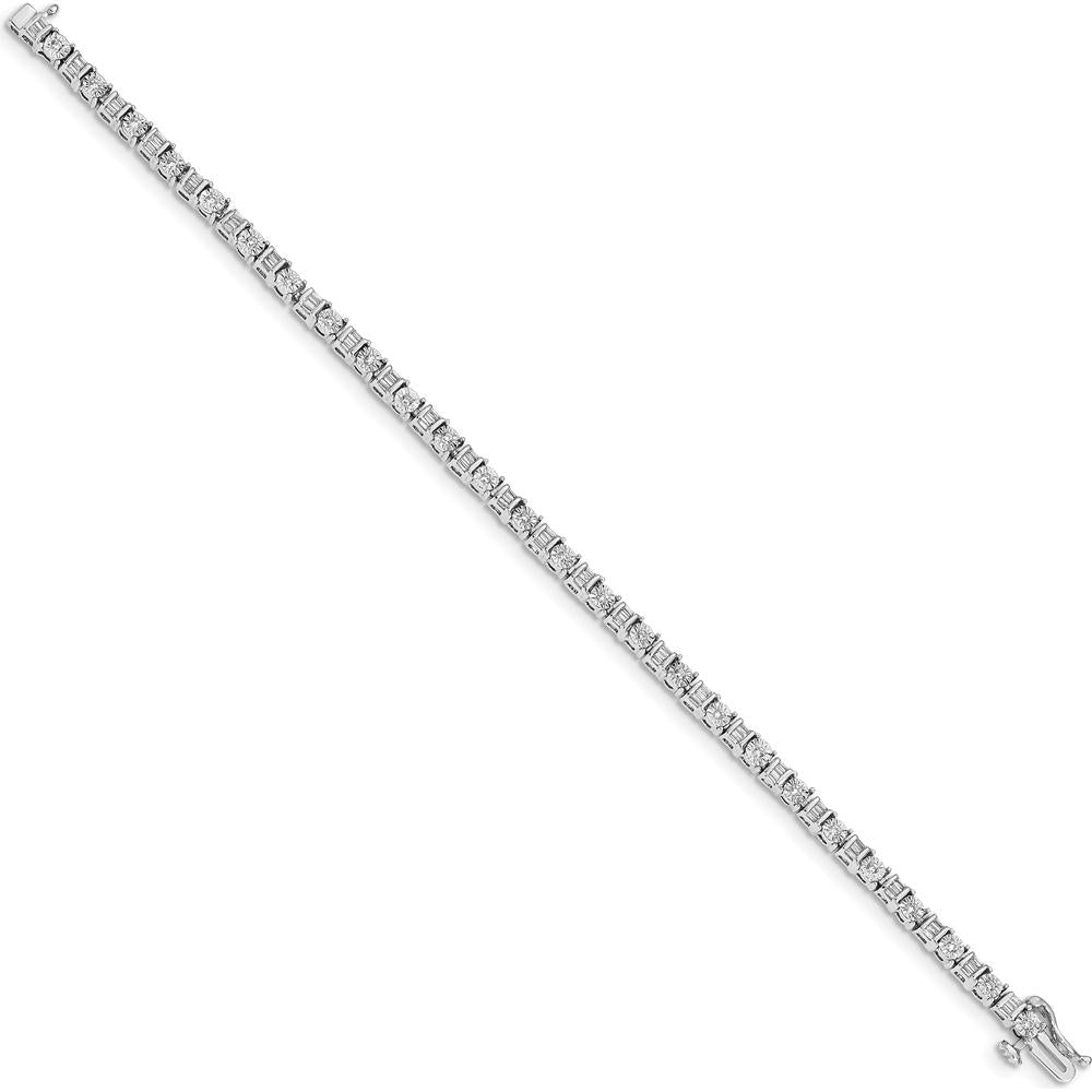 14K White Gold 7" Tennis Bracelet with Round and Baguette Diamonds - 1.00 Carats Total Diamond Weight by Monteluci Fine Jewelry