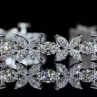 14K White Gold 7" Tennis Bracelet with Round and Marquise Lab Diamonds - 5.64 Carat Total Weight, E-F VS Clarity - Covaloro Fine Jewelry