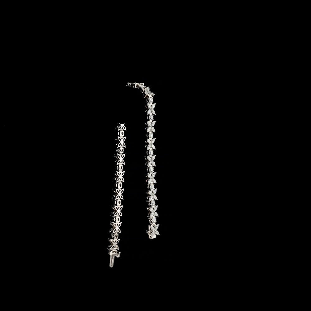 14K White Gold 7" Tennis Bracelet with Round and Marquise Lab Diamonds - 5.64 Carat Total Weight, E-F VS Clarity - Covaloro Fine Jewelry
